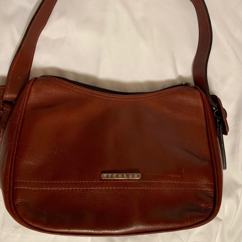 Brown Leather Shoulder Bag by Nicholas